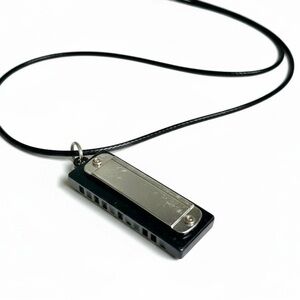 Vintage Musical Metal Harmonica Motif Necklace